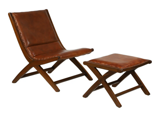 Mid-Century Accent Chair with Ottoman