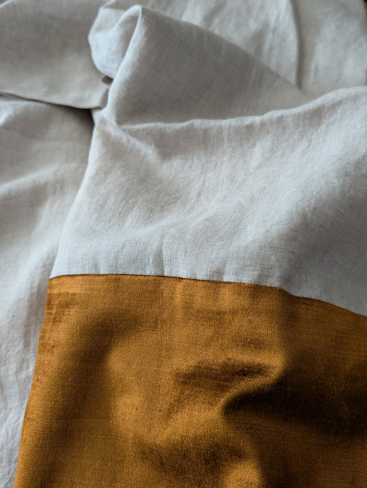 West Elm European Flax Linen & Luster Velvet Curtain